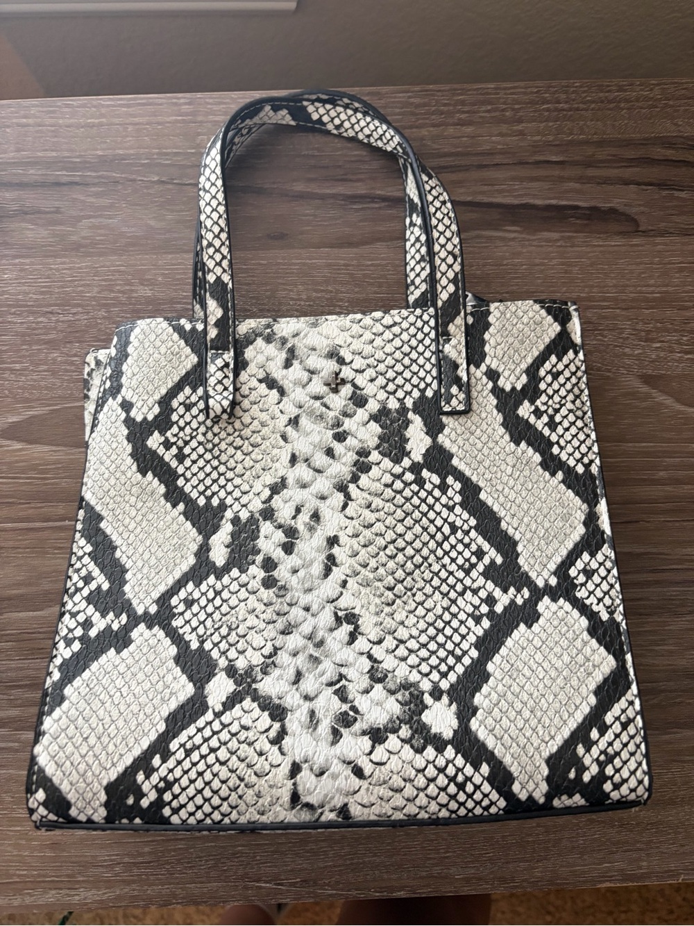 Python-Embossed Black & White Tote Bag
